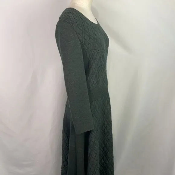 Lela Rose Green Knit With Quilted Detail Dress