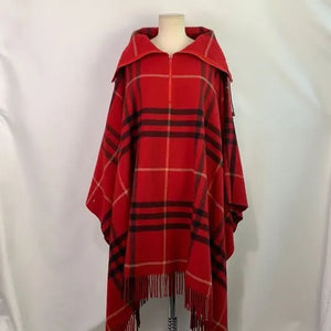 Burberry Red Plaid Lambswool Poncho