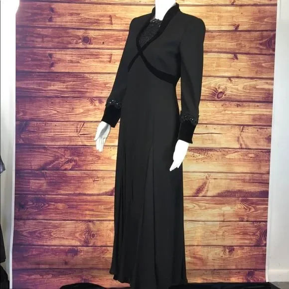 Escada Black Dress with Velvet Trim