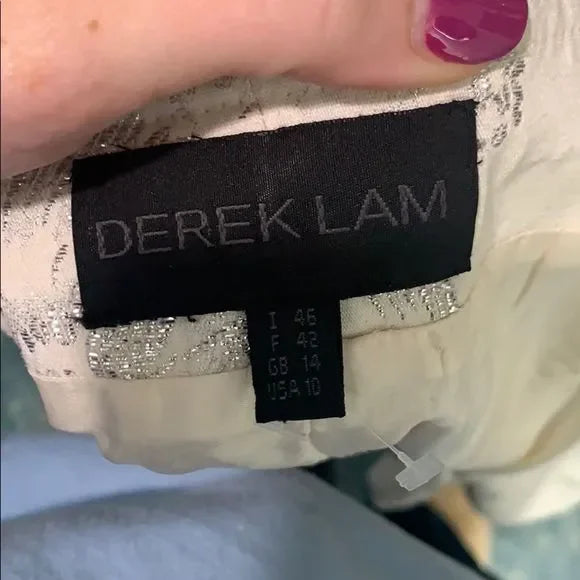 Derek Lam Cream Brocade Strapless Dress with Beads