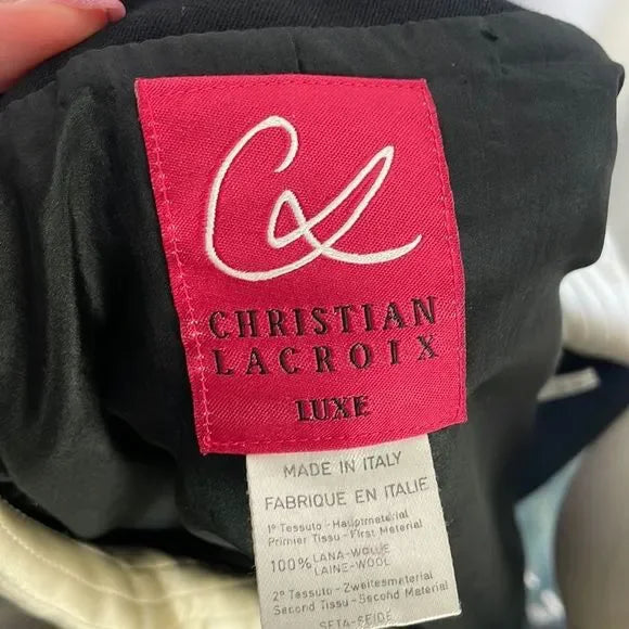Christian Lacroix Vintage Black With Cream Collar Jacket