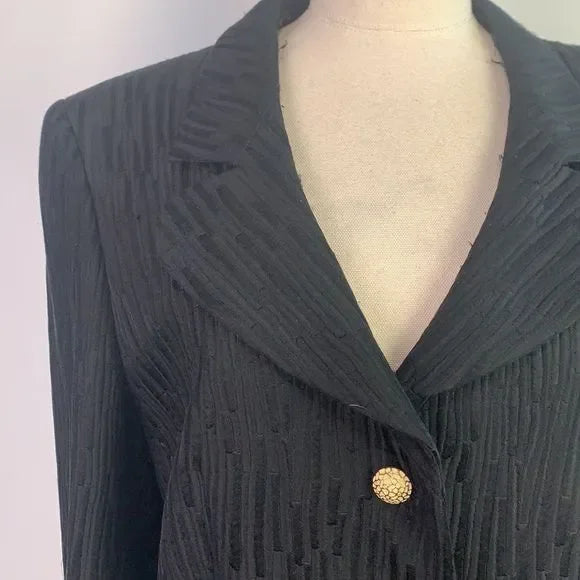 VTG Escada Black Silk Blend with Enamel Buttons Suit