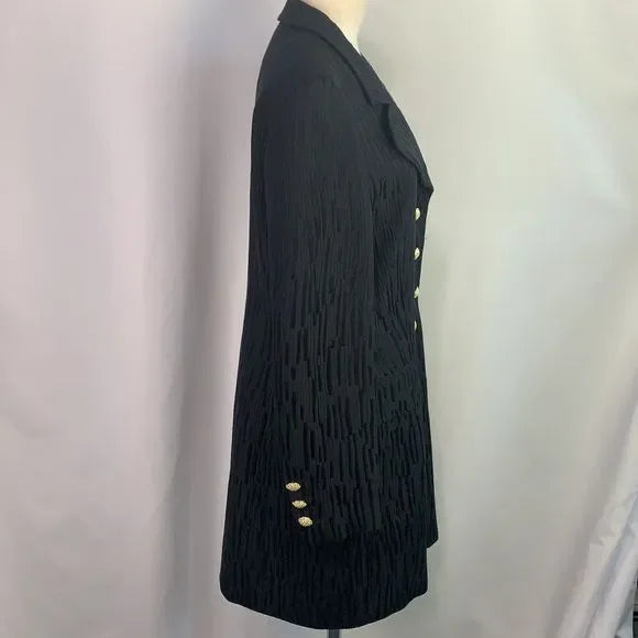 VTG Escada Black Silk Blend with Enamel Buttons Suit