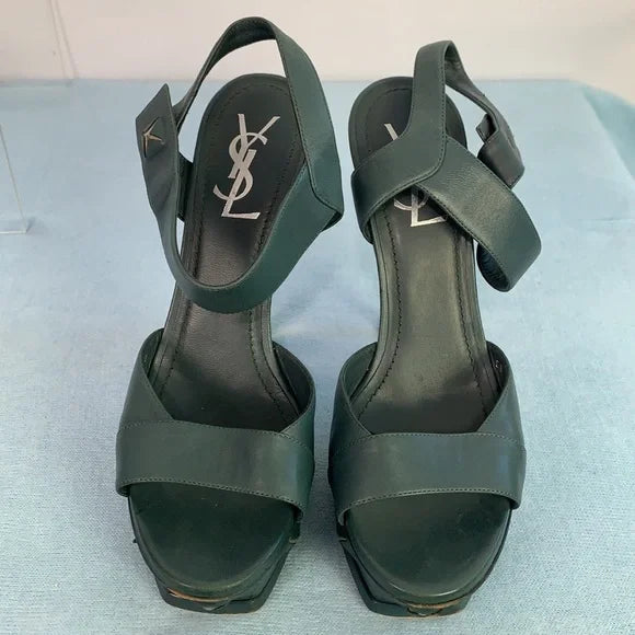 Yves Saint Laurent Green Platform Stiletto Heels