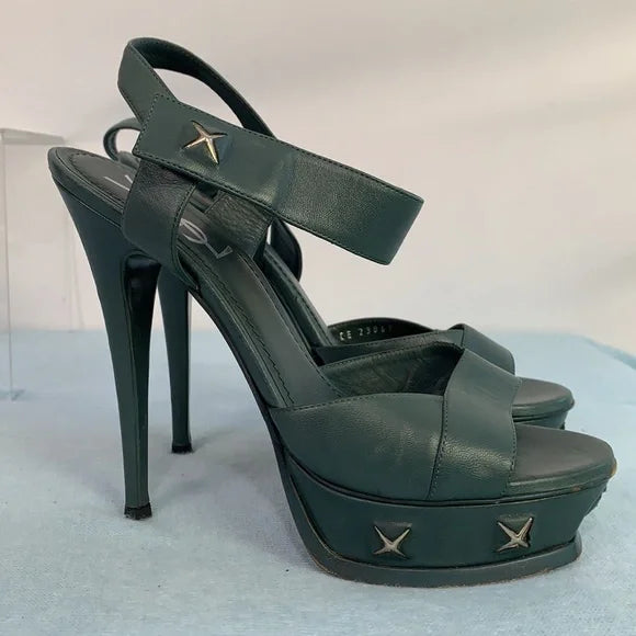 Yves Saint Laurent Green Platform Stiletto Heels