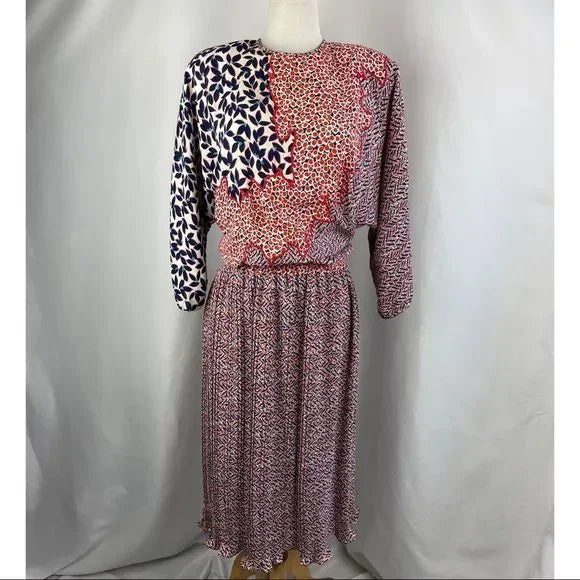 Diane Fre’s Vintage Multi Color Print 80’s Dress
