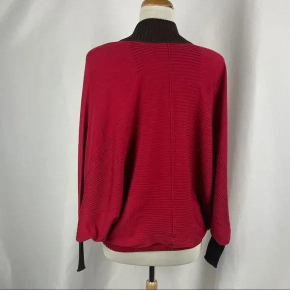 Escada Red with Brown Trim Cardigan with Red Trim