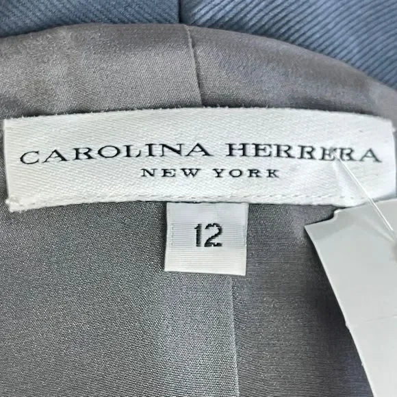 Carolina Herrera Navy Beaded Button Jacket and Skirt