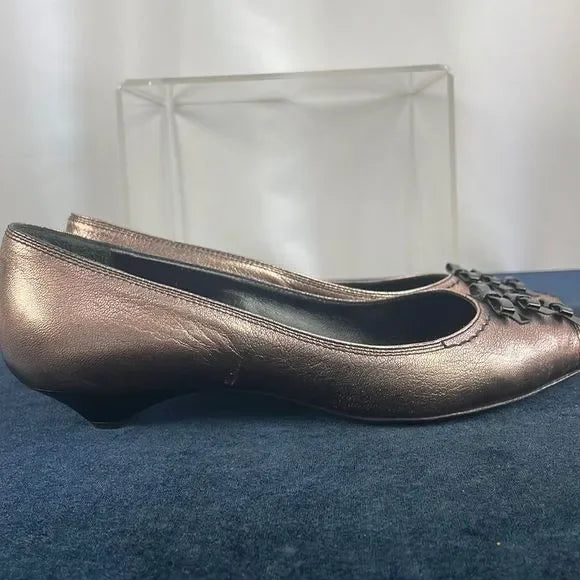 Louis Vuitton Copper w Black Bow Low Heel Shoes
