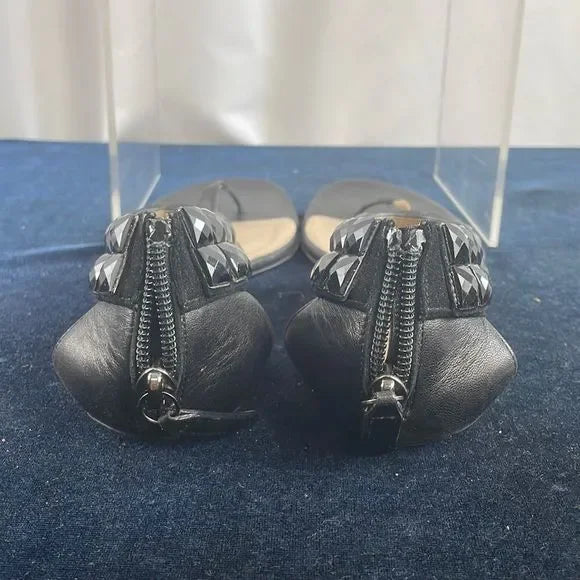 Valentino Black Beaded Ankle Strap Sandals