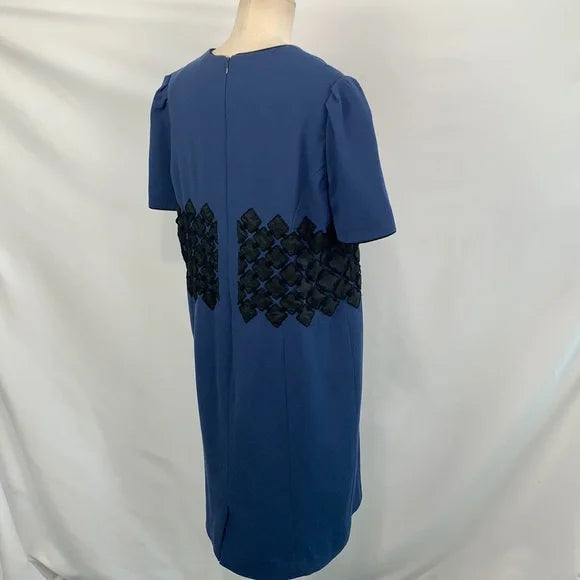 Peggy Jennings Blue with Black Detail Waist Dress