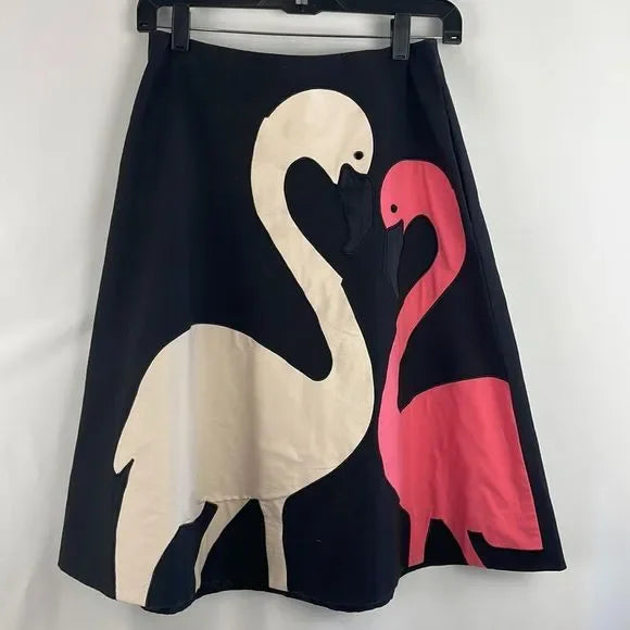 Kate Spade Black Flamingo Aline Skirt RARE
