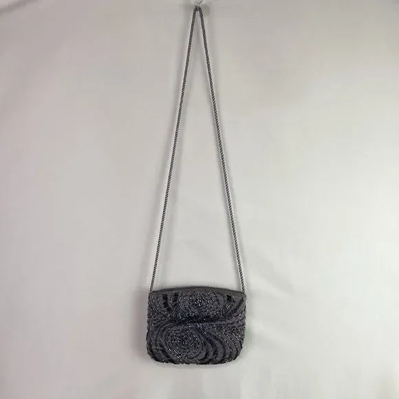 Grey Beaded Evening Bag