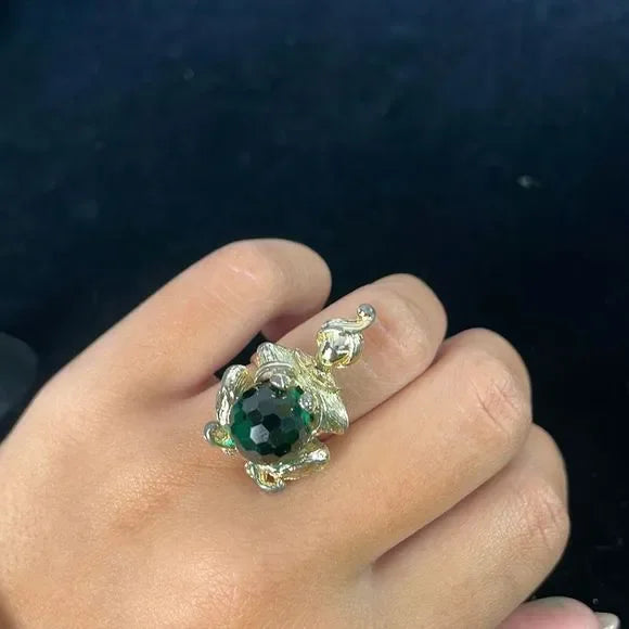 Big Green Stone Genie Vintage Ring