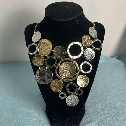 Amrita Large Silver And Gold Circles Necklace
