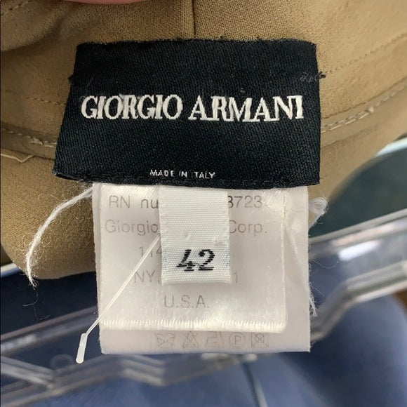 Giorgio Armani Tan Silk Wide Leg Slacks